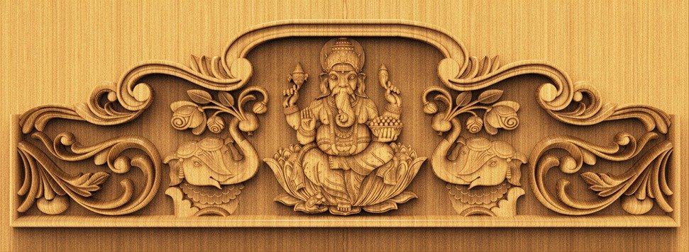 H God Frame - HB-19 Lord Ganesha Divine Carved Temple Arch 3D Model